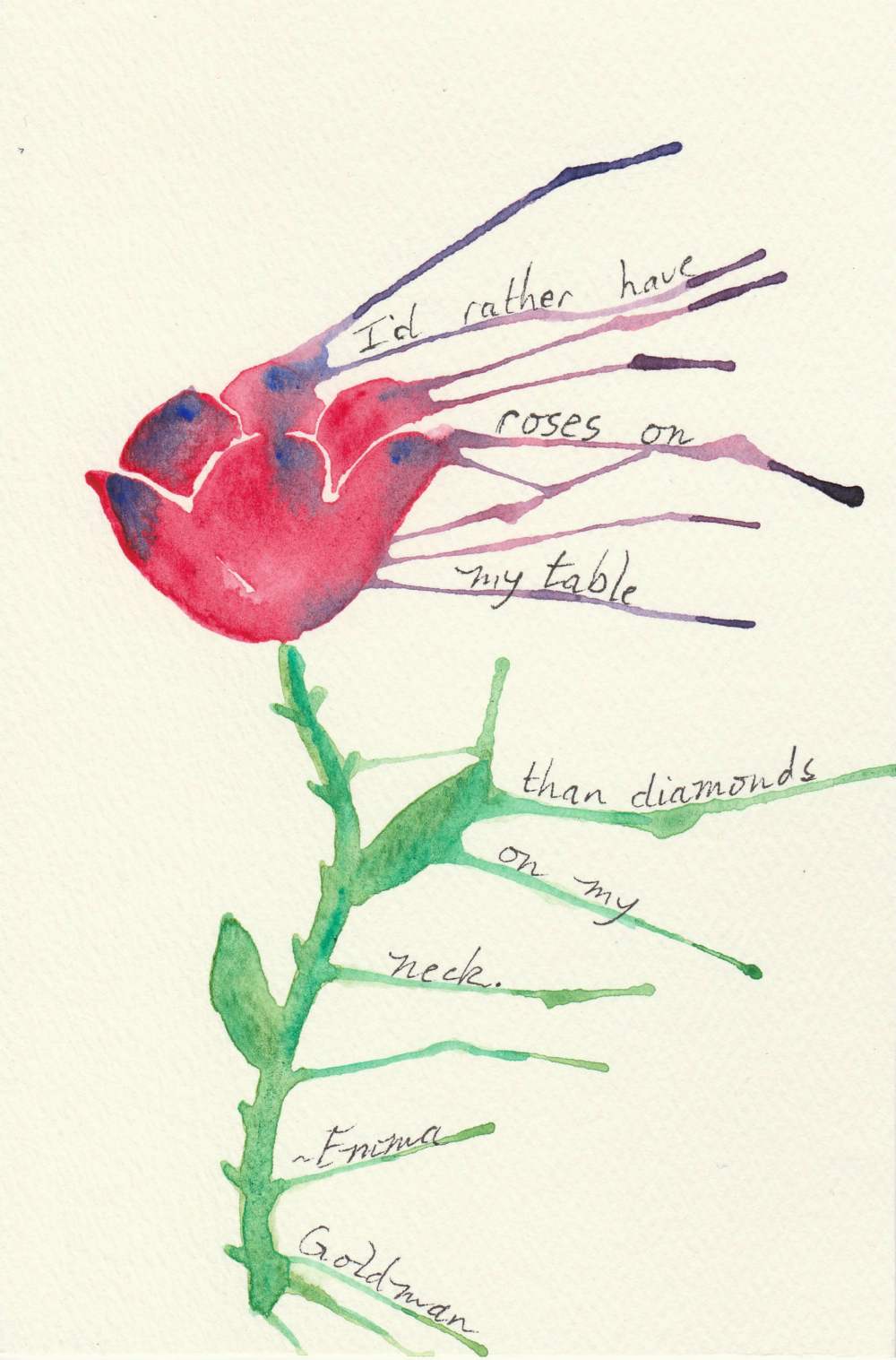watercolor painting of rose with quote