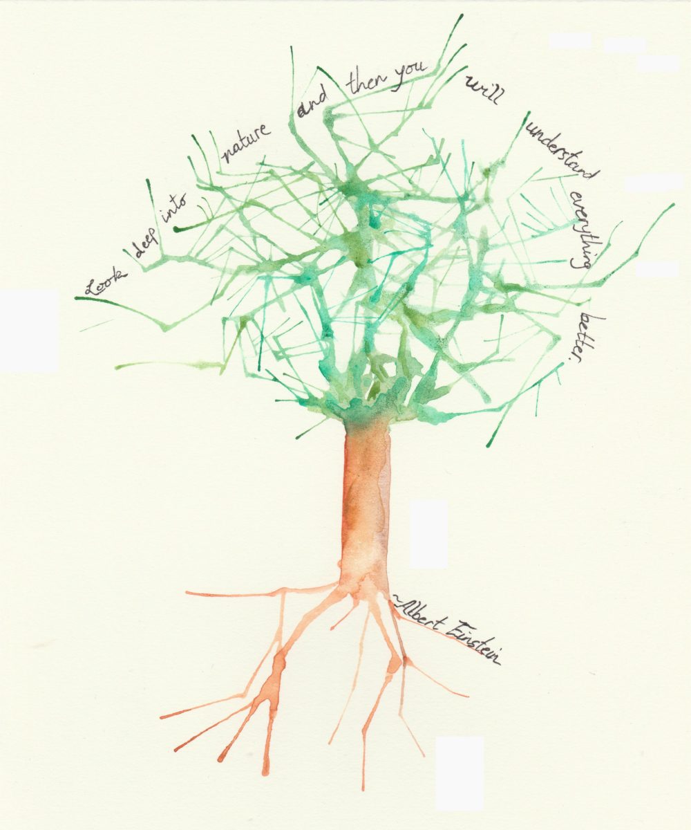 Abstract Watercolor Tree with Einstein Quote