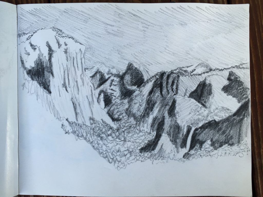 sketch of Yosemite Valley from Inspiration Point