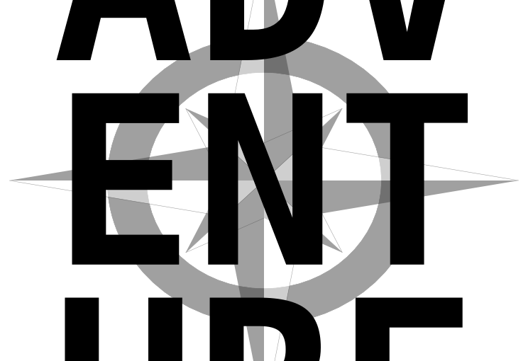 ADV-ENT-URE with compass rose background