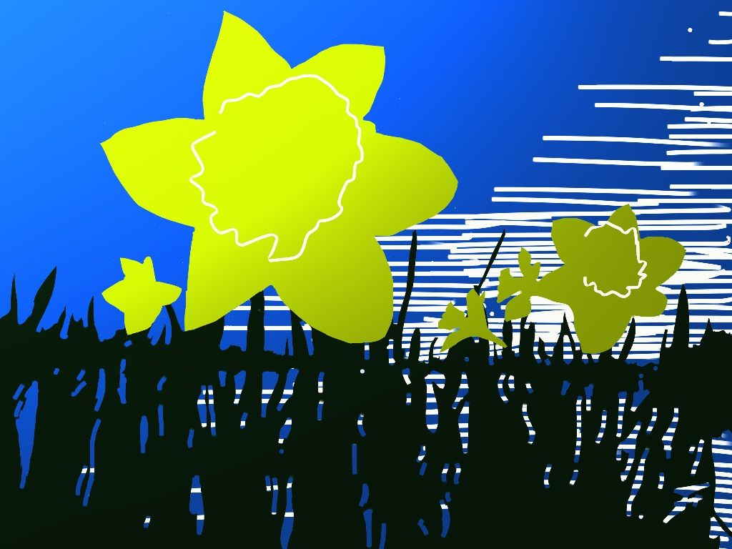 digital daffodils sketch